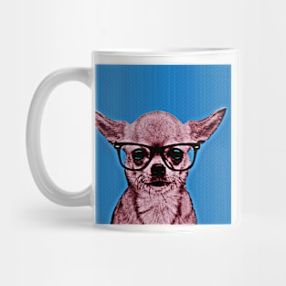 Geek Chihuahua in Warhol Pop Art Lithograph (Blue Background) - Print / Home Decor / Wall Art / Poster / Gift / Birthday / Chihuahua Lover Gift / Animal print Canvas Print Mug